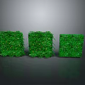 Three Decorative Green Cube Furniture With Grassy Surface And Yellow Accents