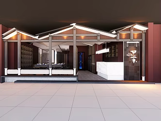 New Chinese Style Door Head Restaurant Door Head 3d model