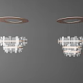 Modern Chandeliers Featuring Circular Brown Top and Multi Layered White Square Structure Hanging with Chains 3d model