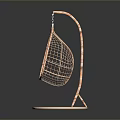 Modern Copper Hanging Swing Chair With Woven Net And Circular Base