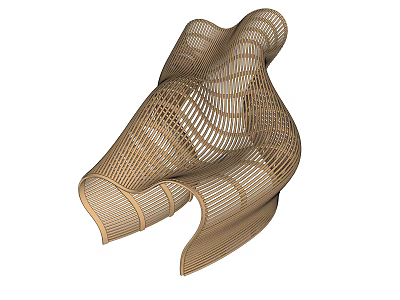 Modern Wooden Outdoor Pergola With Intricate Lattice Pattern And Curved Frame Design 3d model