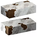 Elegant Coffee Table Design With Marble Top And Wooden Drawer 3d model