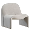 Light Beige Upholstered Garden Decorative Chair With Curved Modern Design And Metal Legs