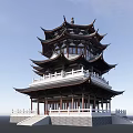 Chinese Tower Building Tower Building Loft 3d model