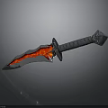 Epic Fantasy Sword With Red Glowing Blade And Gray Metallic Hilt Design