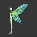 Pale Fairy Character With Glowing Blue Wings And Outstretched Arms In Game Movie
