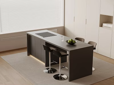 Modern Simple Bar Island Table Dining Table and Chair 3d model