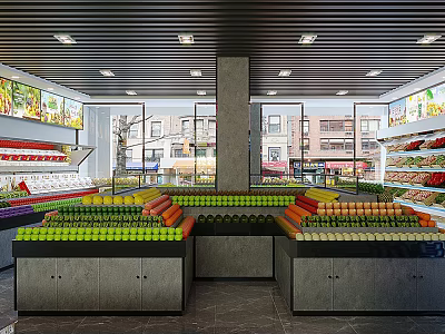 Fruit Store Interior With Abundant Fresh Fruits 3d model