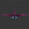 Fantasy Game Movie Character Bat Like Creature With Purple Wings Blue Horns And Red Eyes