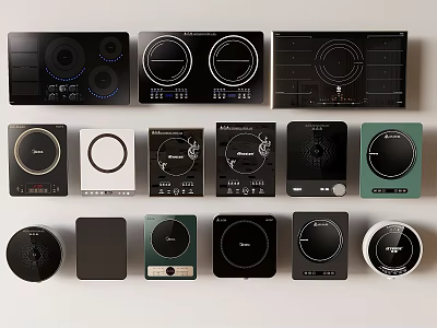 Modern Induction Cooktops With Various Designs For Kitchen Appliances 3d model