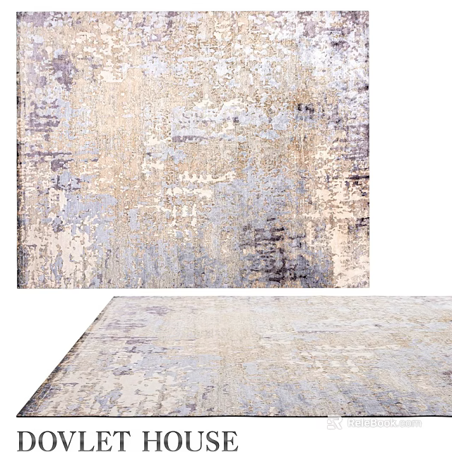 Modern Abstract Square Rug With Beige Gray Purple Distressed Pattern Design 3d model 
