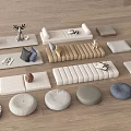 Cozy Living Room Seating With Round Square Cushions Soft Textures Small Tables And Deer Figurine