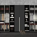 Modern Luxury Wardrobe With Glass Doors Built in Shelves Hanging Rods And LED Lighting