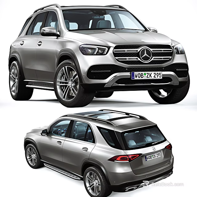 Silver Mercedes SUV Featuring Signature Grille LED Headlights Taillights And Alloy Wheels 3d model 