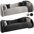 Modern Multi Person Sofa with Light Dark Gray Upholstery Pillows and Blanket 3d model