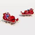 Vibrant Red Christmas Sleighs With Colorful Gift Boxes And Star Ornaments