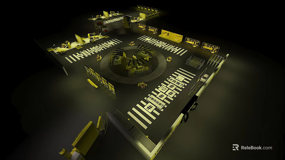 Complex Industrial Mechanical Structure With Circular Central Component And Symmetric Layout 3d model 
