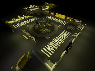 Complex Industrial Mechanical Structure With Circular Central Component And Symmetric Layout 3d model