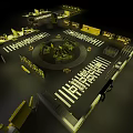 Complex Industrial Mechanical Structure With Circular Central Component And Symmetric Layout