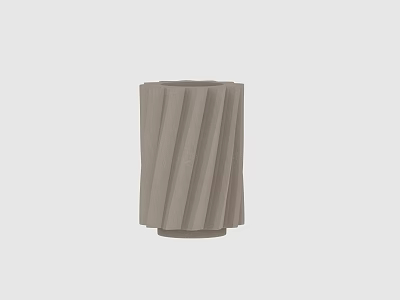 Modern Decorative Ornament Set With Cylinder Shape And Vertical Stripes In Light Gray 3d model