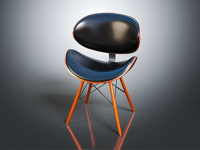 Comfortable Modern Black Leisure Chair With Orange Legs And Sleek Stylish Design 3d model