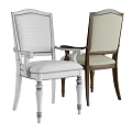 Classic Wooden Dining Chairs With Armrests Light Upholstery And Decorative Legs