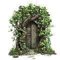 Forest Gate Gate Science Fiction Door Cartoon Door Leaves Cartoon Tree Door Castle Door 3d model