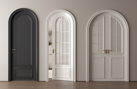 French Single Door French Door Combination Single Door Double Door Bedroom Door Bathroom Glass Door 3d model