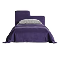 Purple Single Bed With Bedding And Headboard 3d model
