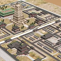 Ancient Architecture With Multi Story Pagoda Traditional Green Roof Surrounding Buildings And Mountain Backdrop