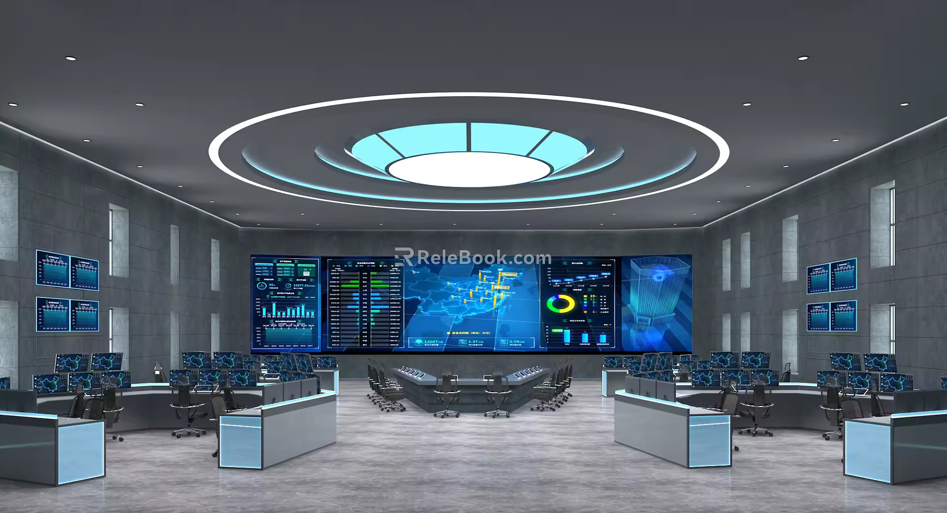 Modern Control Room Command Center 3d model