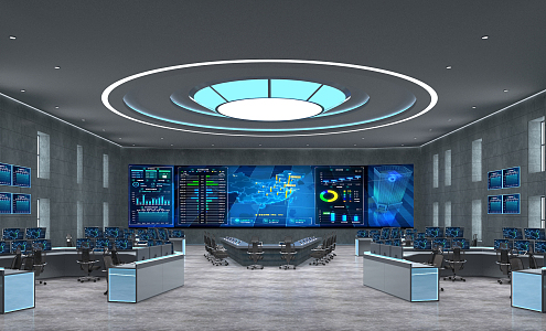 Modern Control Room Command Center 3d model