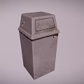 Gray Rubbish Bin With Lid And Disposal Function For Outdoor Use 3d model
