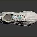 White Mesh Upper Athletic Sneakers With Light Blue Laces And Pink Sole