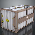 UN Labeled Liquid Transport Container With Brown Frame White Sections And Yellow Latches