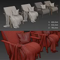 Modern Light Gray Fabric Lounge Chair with Wooden Armrests Pillow and Fringe Blanket