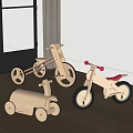 Wooden Electric Toys Kids Bicycle Tricycle With Red Seat And Safe Design For Indoor Play