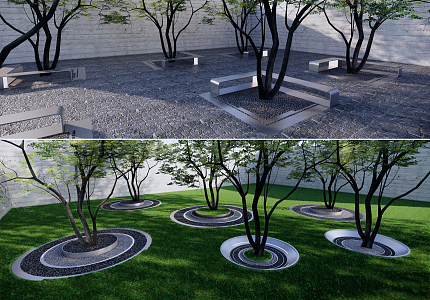 Modern Tree Pond Landscape Planting Pond 3d model