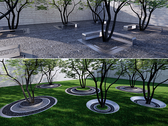 Modern Tree Pond Landscape Planting Pond 3d model