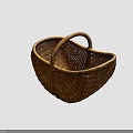 Woven Rattan Basket With Handle For Home Storage And Decorative Use