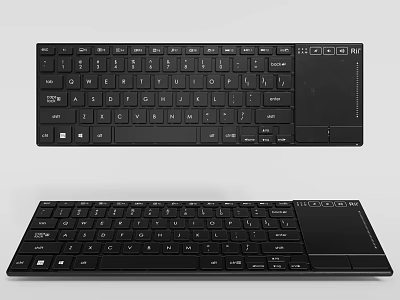 Ergonomic Black External Computer Keyboard With Touchpad And Standard Key Layout 3d model