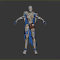 Fantasy Armor Character In Blue Silver Ornate Medieval Style With Cape