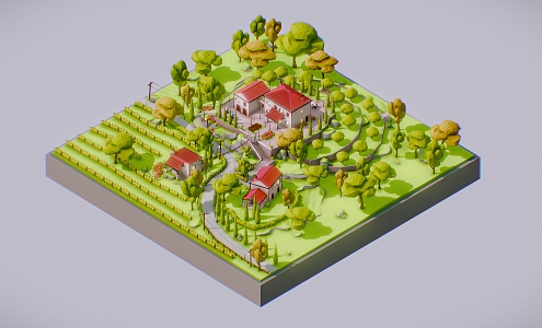 Villa Country Baye Cartoon Country 3d model