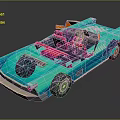 Vintage Turquoise Blue Convertible Car With Open Top And Red Seats Retro Design