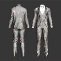 Animal Print Formal Suit Coat And Pants With Front Back View Design Patterns 3d model