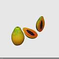 Whole And Sliced Papaya With Orange Flesh And Black Seeds On Dark Background