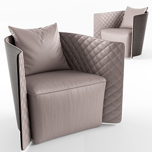 Modern Single Sofa Leather Lounge Chair 3d model