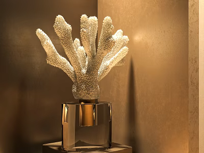 Modern Elegant Coral Shaped Decorative Ornament Set with Metal Base for Home Interior Styling 3d model