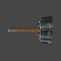 Two Silver Metal Hammers With Wooden Handle As Traditional Weapon