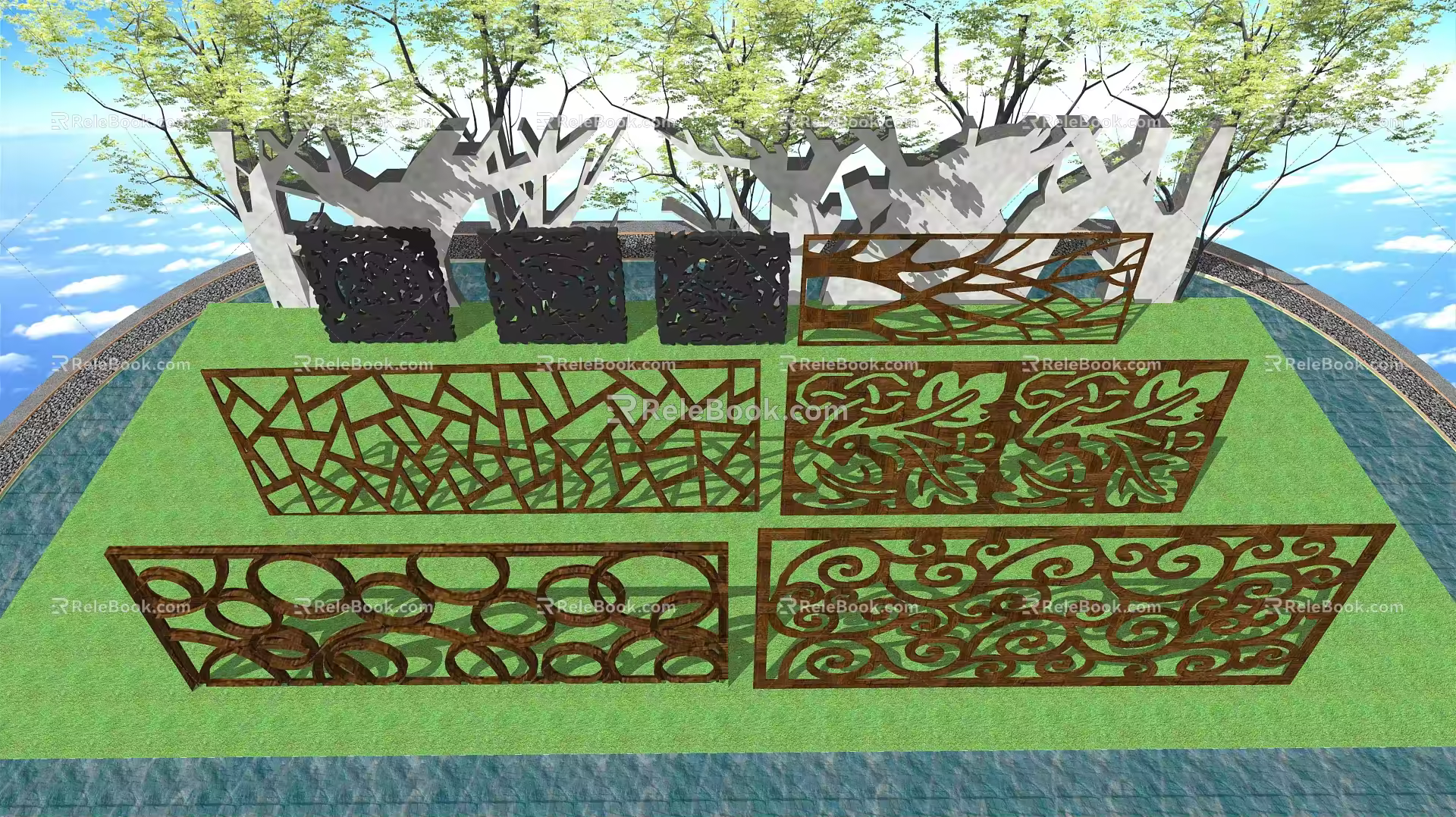 New Chinese Style Hollow Window Window Hollow Window Pane 3d model